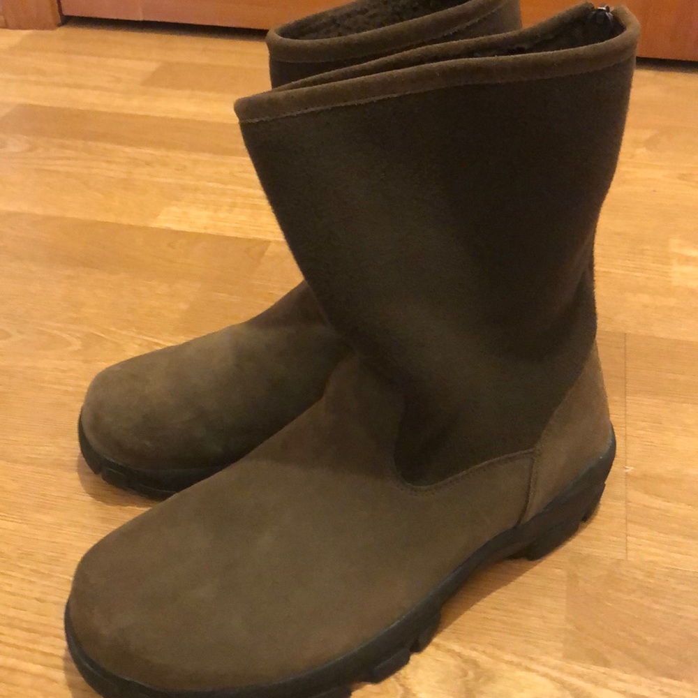 Men’s winter boots military/green suede mix Sz 9D